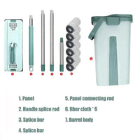 Hands-Free Flat Mop with Bucket - FlexiMop-3 Pads-State of Style