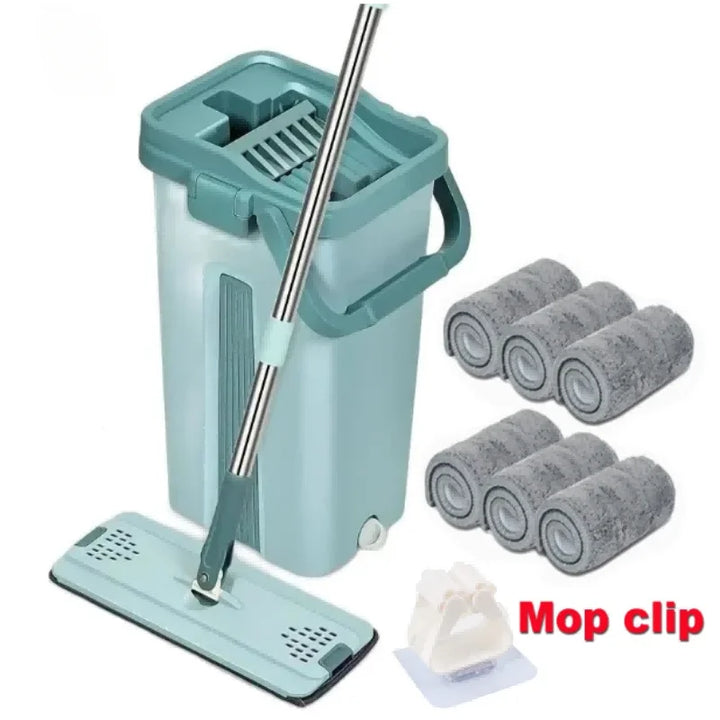 Handsfree Flat Press Mop with Bucket - FlexiMop-3 cloths-State of Style
