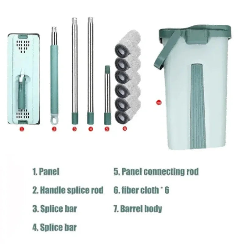 Handsfree Flat Press Mop with Bucket - FlexiMop-3 cloths-State of Style