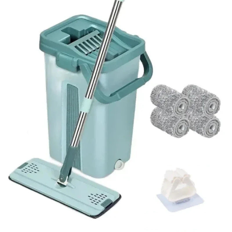 Handsfree Flat Press Mop with Bucket - FlexiMop-Mop with 4 cloths-State of Style