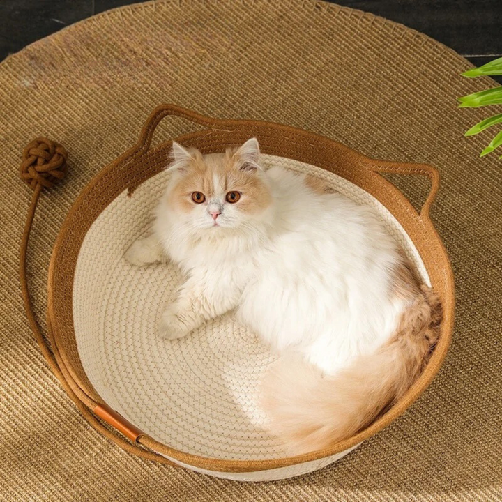 Handwoven Cotton Rope Bed for Cats - CozyNest-Khaki-S-State of Style