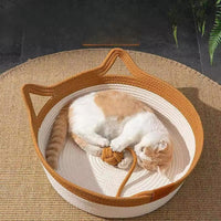 Handwoven Cotton Rope Bed for Cats - CozyNest-Khaki-S-State of Style