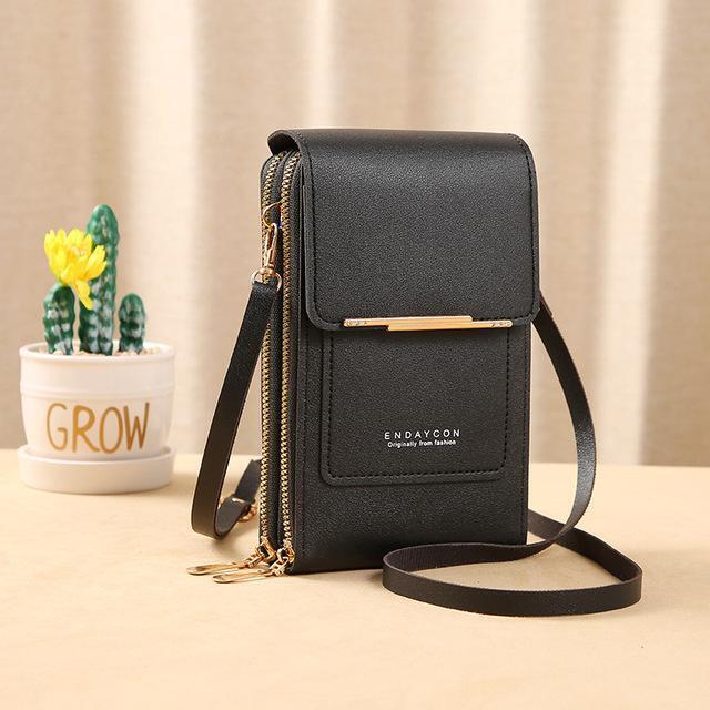 Handy Crossbody Phone Wallet – Sonia-Black-1-State of Style