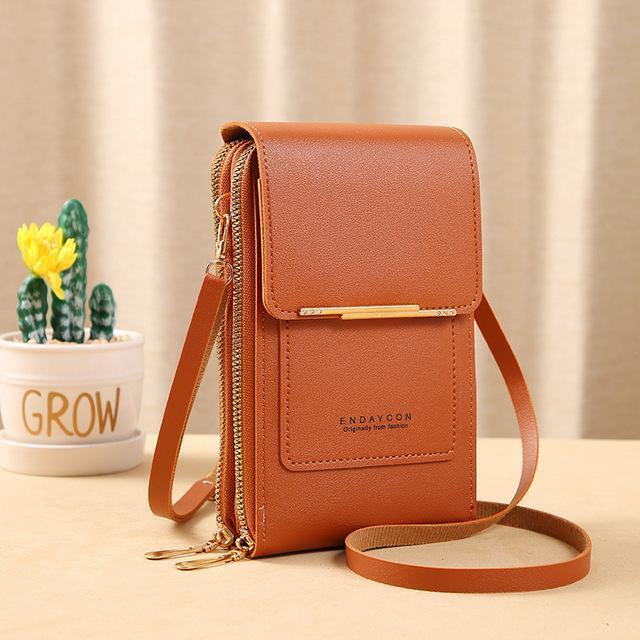 Handy Crossbody Phone Wallet – Sonia-Brown-1-State of Style