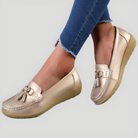 Hannah – Casual Slip-On Shoes with Ribbon Accent-Golden-4.5-State of Style