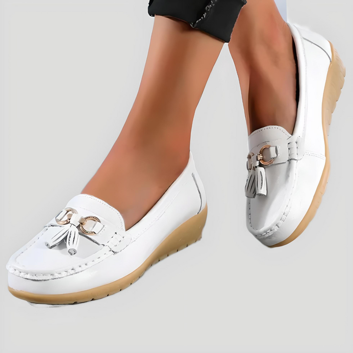 Hannah – Casual Slip-On Shoes with Ribbon Accent-White-4.5-State of Style