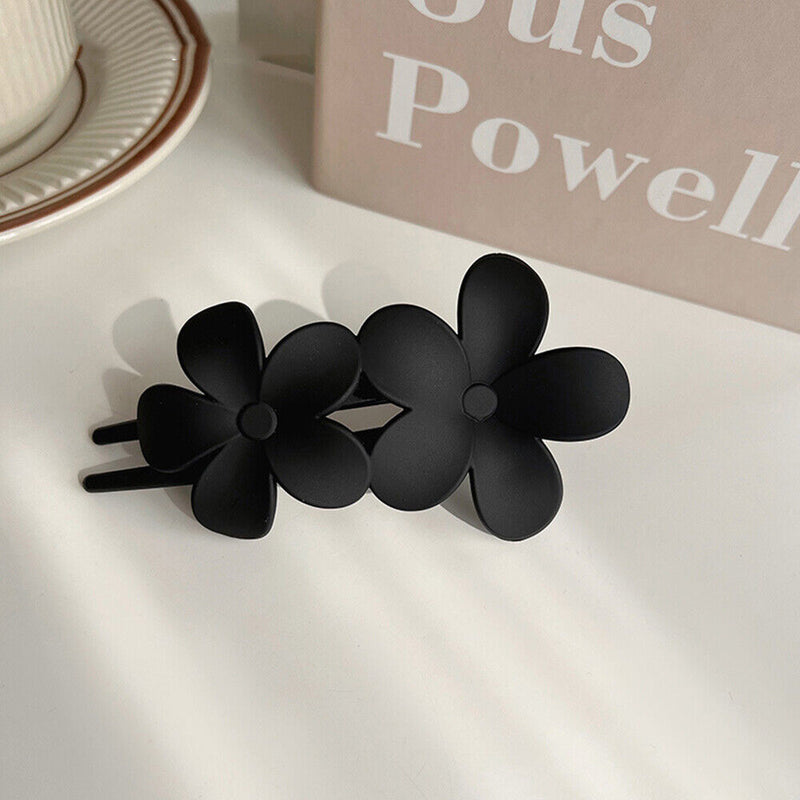 Hannah Traditional Hair Accessories – Non-Slip Matte Floral Hair Clips-Black-State of Style