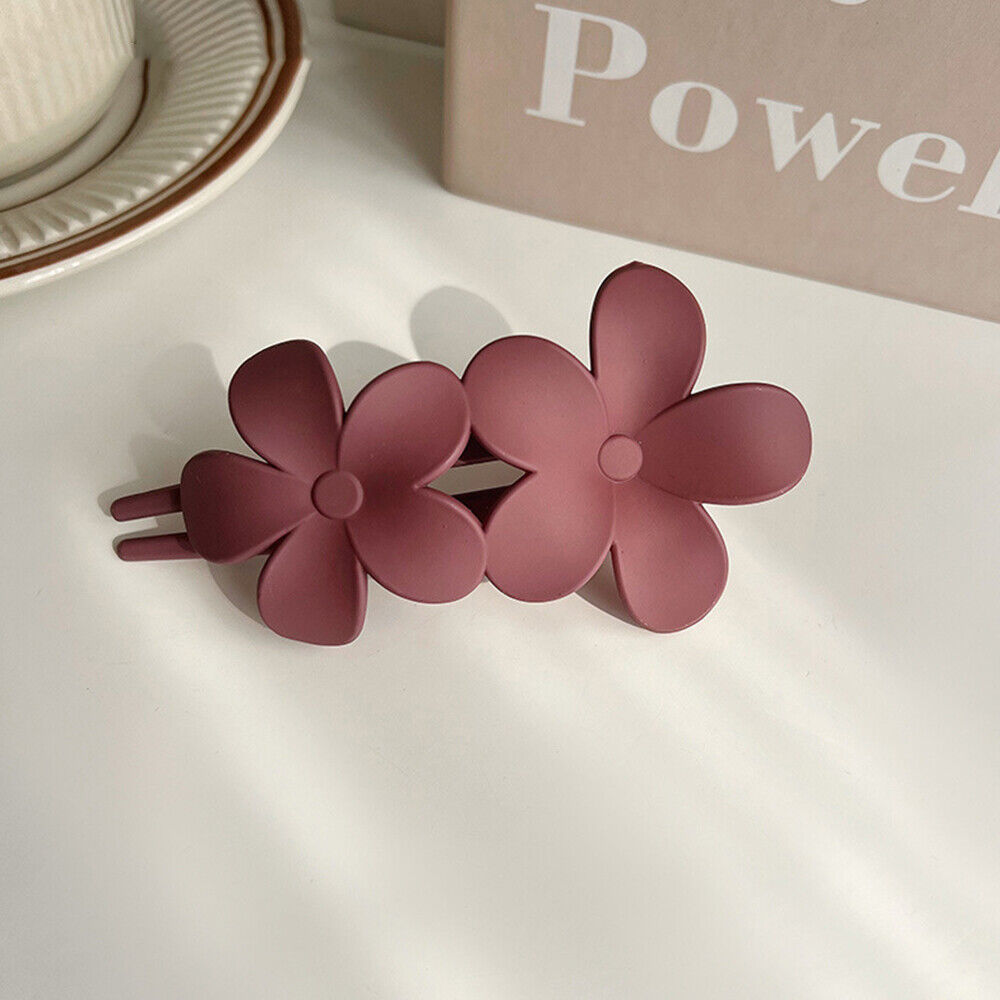 Hannah Traditional Hair Accessories – Non-Slip Matte Floral Hair Clips-Dark red-State of Style