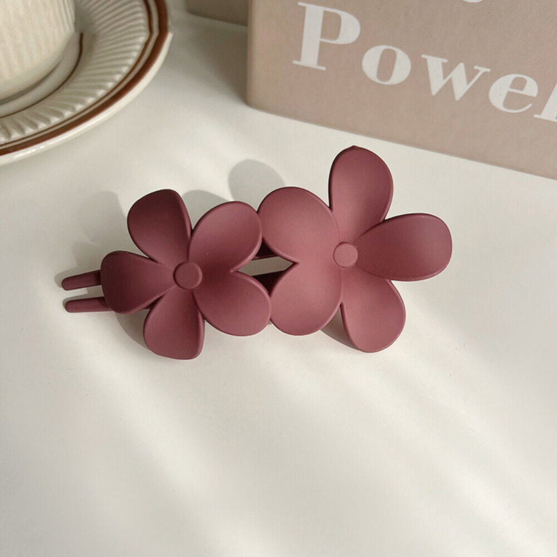 Hannah Traditional Hair Accessories – Non-Slip Matte Floral Hair Clips-Dark red-State of Style