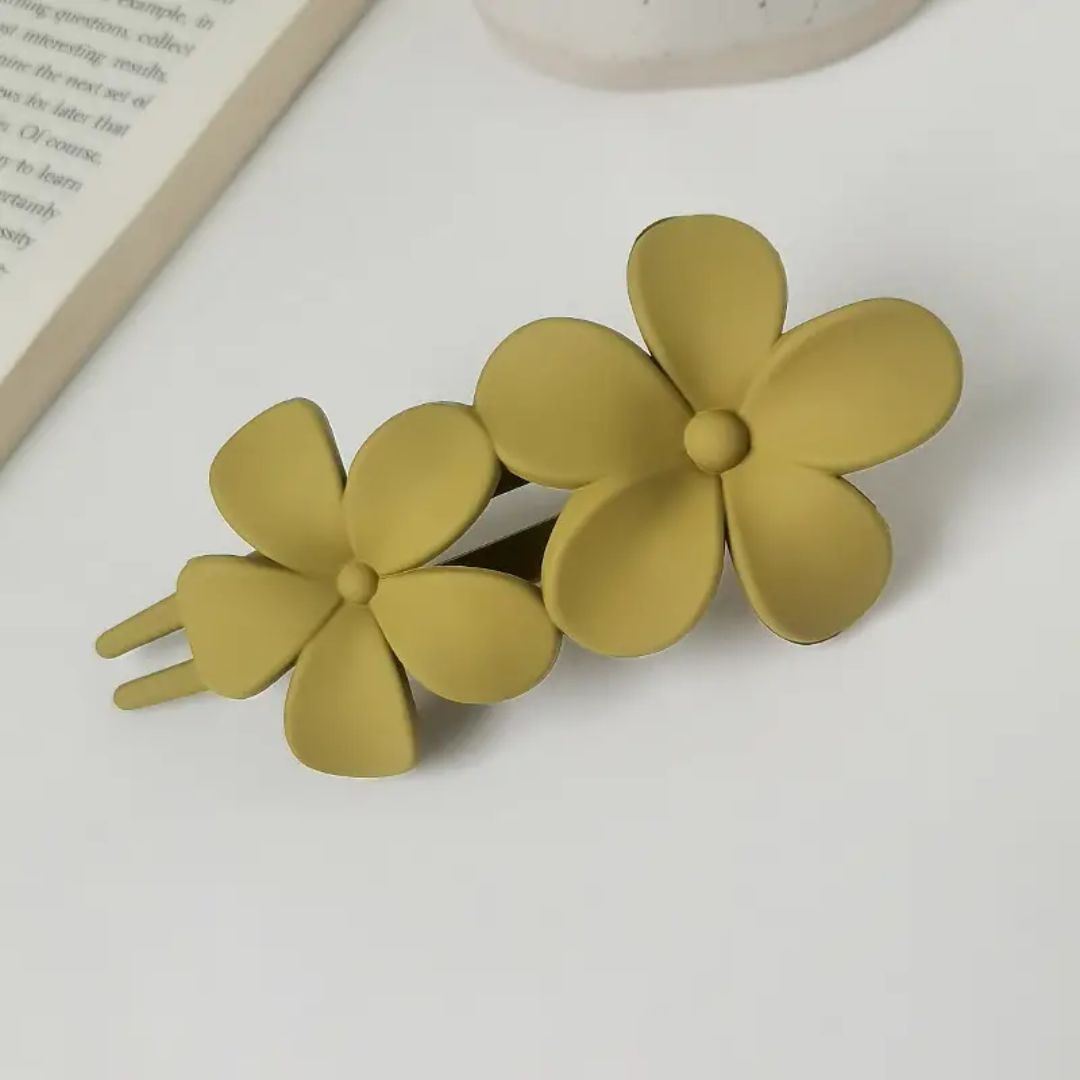 Hannah Traditional Hair Accessories – Non-Slip Matte Floral Hair Clips-Yellow-State of Style