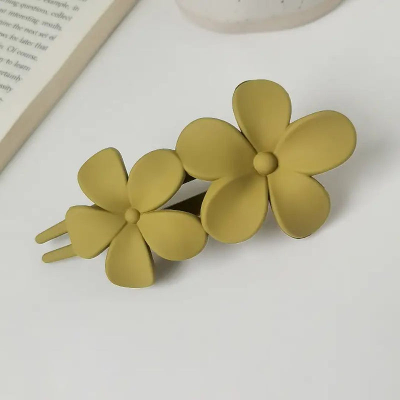 Hannah Traditional Hair Accessories – Non-Slip Matte Floral Hair Clips-Yellow-State of Style