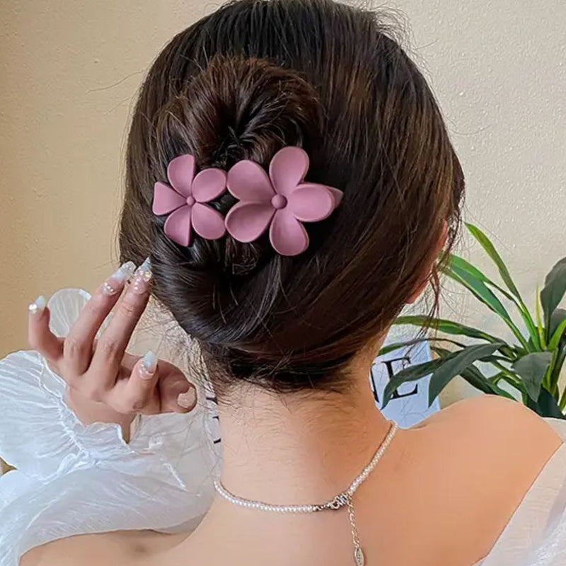 Hannah Traditional Hair Accessories – Non-Slip Matte Floral Hair Clips-Yellow-State of Style