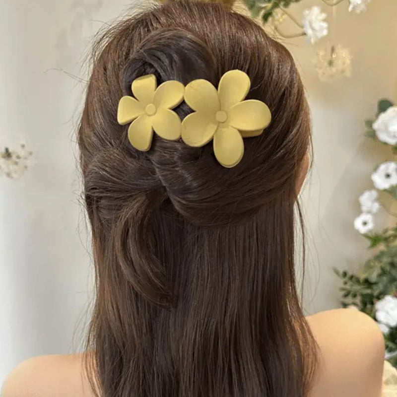 Hannah Traditional Hair Accessories – Non-Slip Matte Floral Hair Clips-Yellow-State of Style