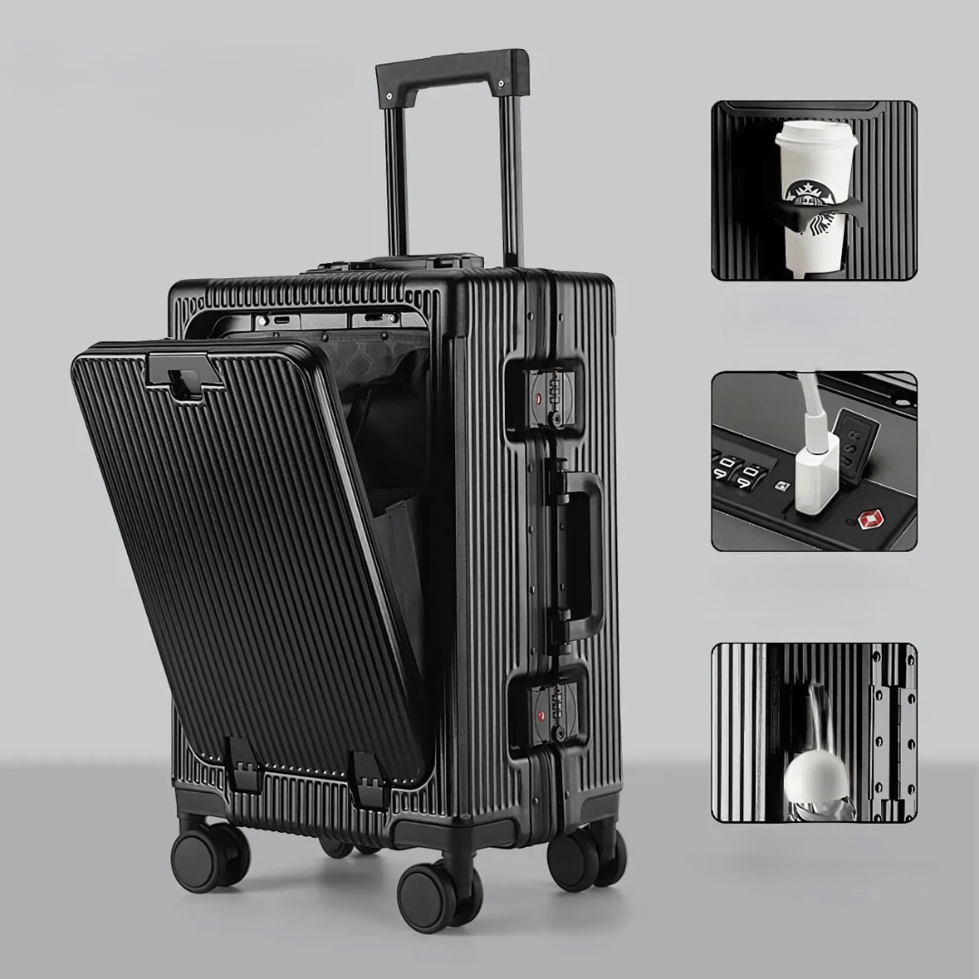 Hard-shell hand luggage suitcase – Manhattan Pro-Black-State of Style