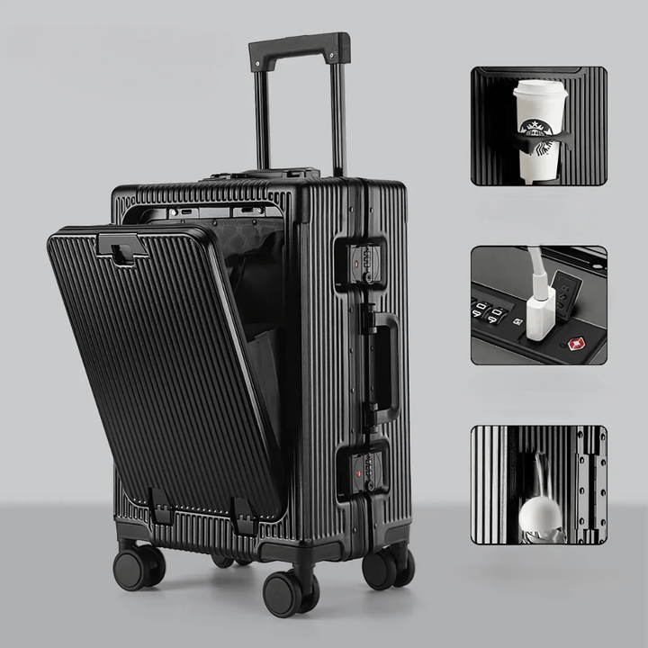 Hard-shell hand luggage suitcase – Manhattan Pro-Black-State of Style