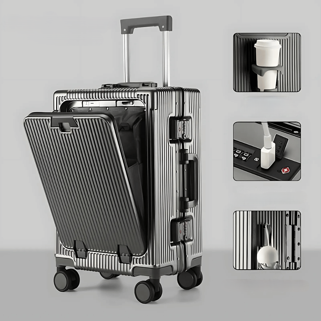 Hard-shell hand luggage suitcase – Manhattan Pro-Gray-State of Style
