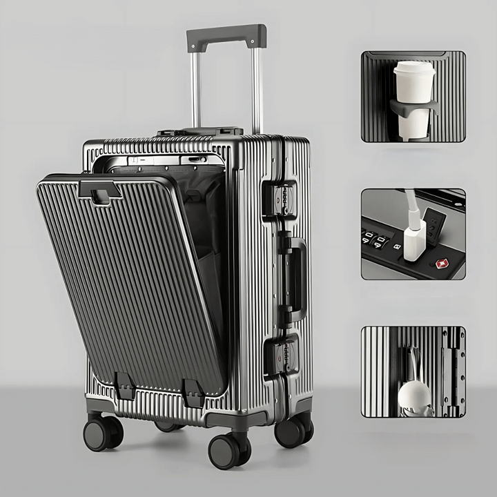 Hard-shell hand luggage suitcase – Manhattan Pro-Gray-State of Style