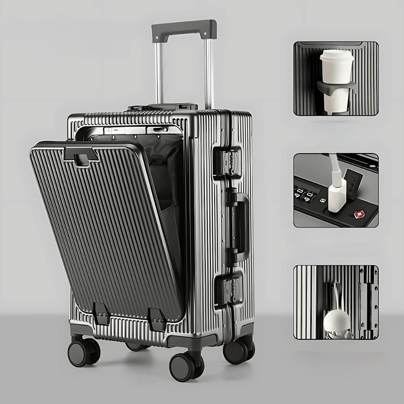 Hard-shell hand luggage suitcase – Manhattan Pro-Gray-State of Style