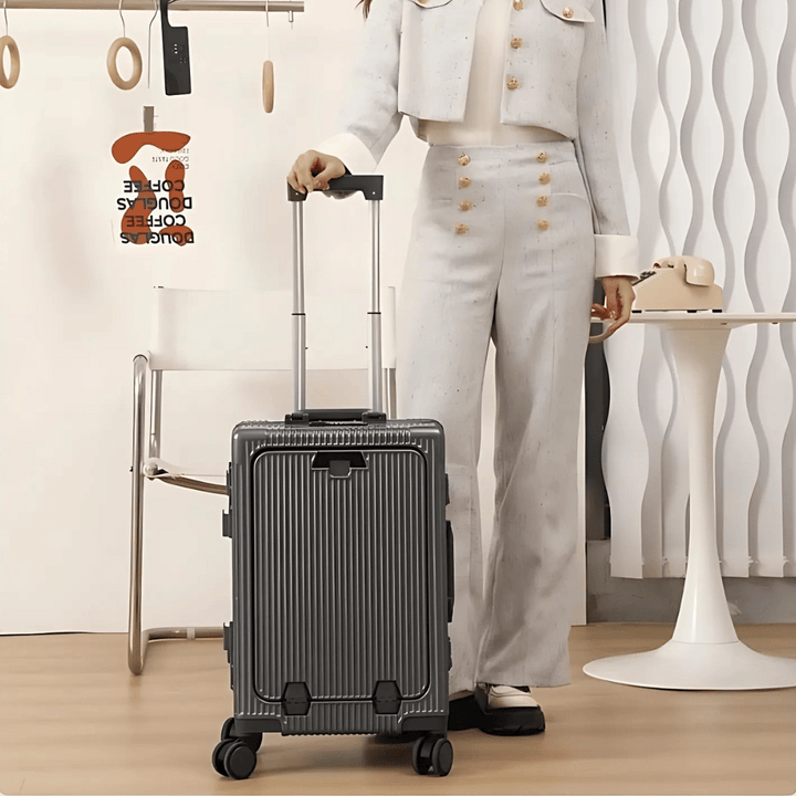 Hard-shell hand luggage suitcase – Manhattan Pro-Silver-State of Style