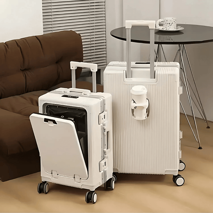 Hard-shell hand luggage suitcase – Manhattan Pro-Silver-State of Style