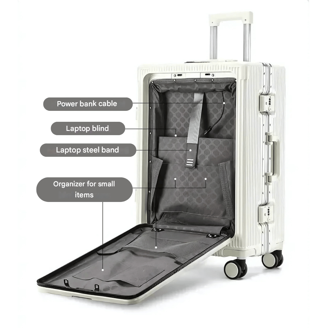 Hard-shell hand luggage suitcase – Manhattan Pro-Silver-State of Style