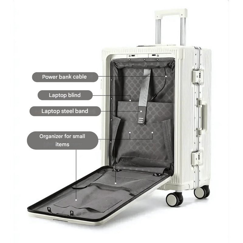 Hard-shell hand luggage suitcase – Manhattan Pro-Silver-State of Style