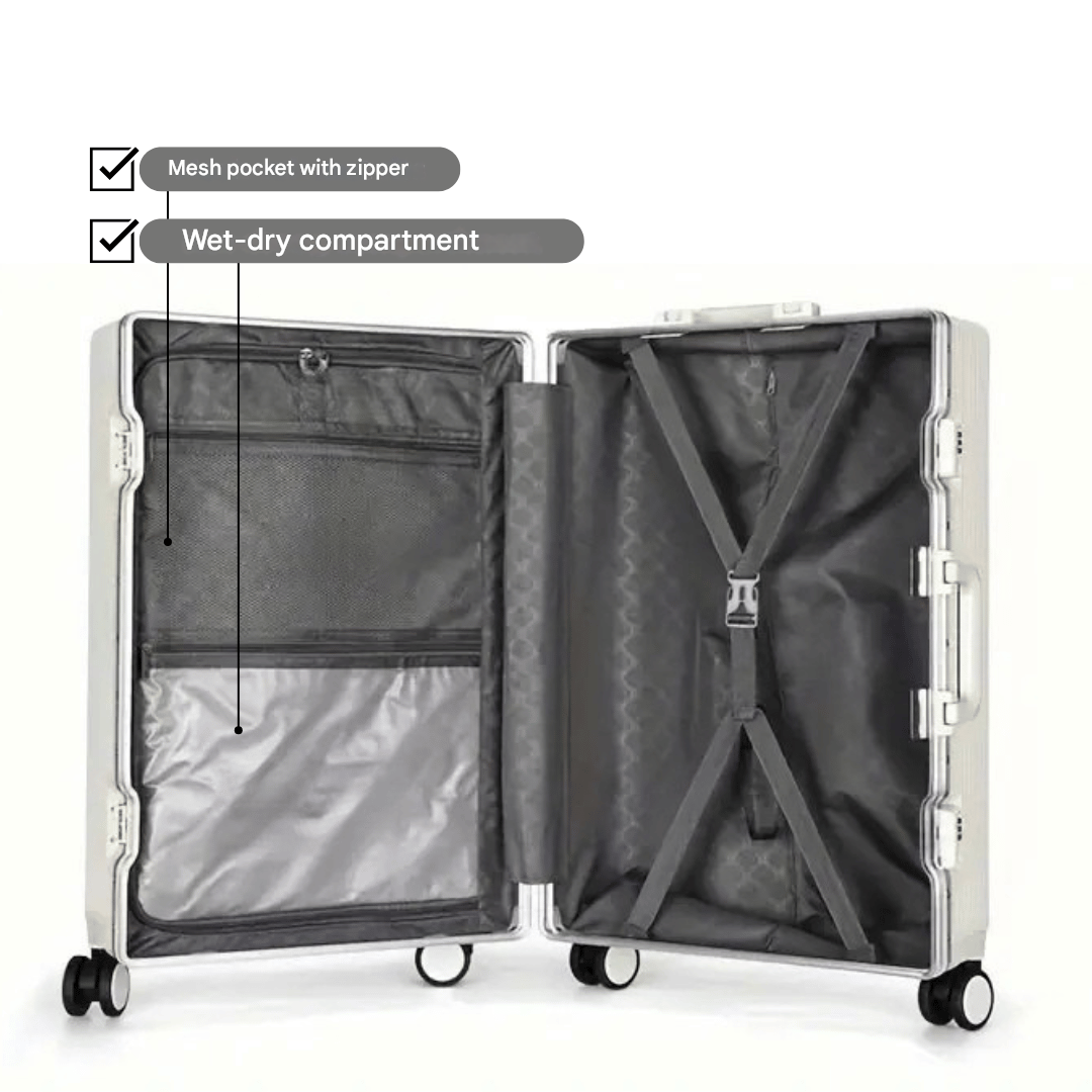 Hard-shell hand luggage suitcase – Manhattan Pro-Silver-State of Style