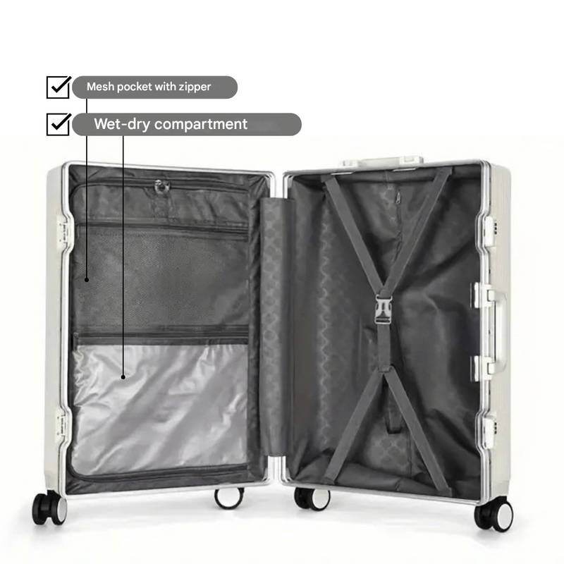 Hard-shell hand luggage suitcase – Manhattan Pro-Silver-State of Style