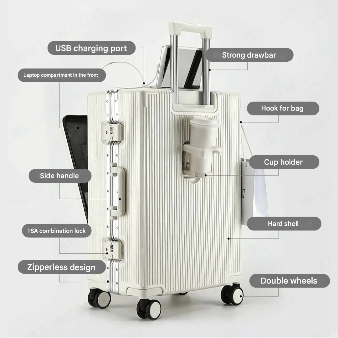 Hard-shell hand luggage suitcase – Manhattan Pro-Silver-State of Style