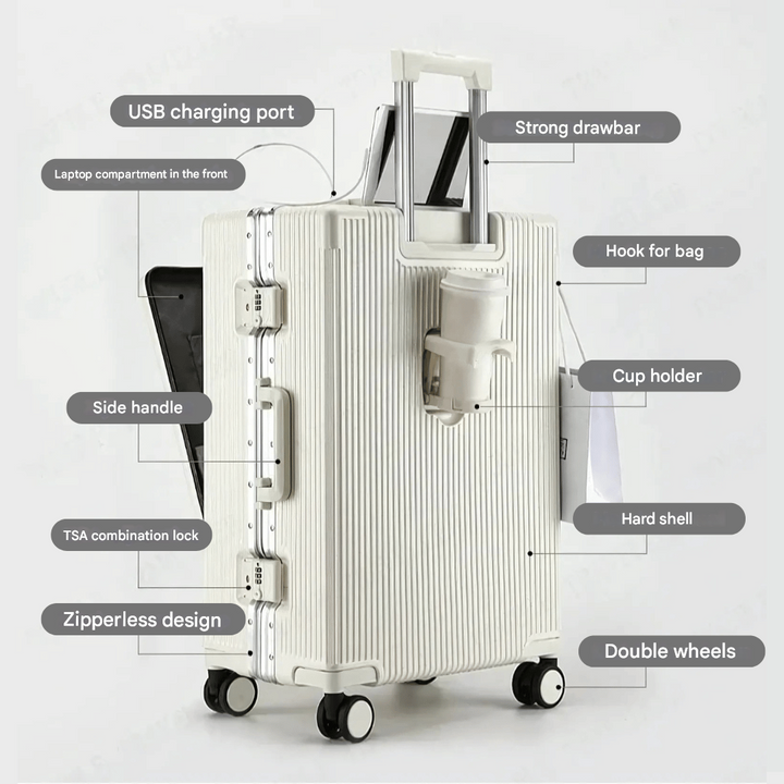 Hard-shell hand luggage suitcase – Manhattan Pro-Silver-State of Style