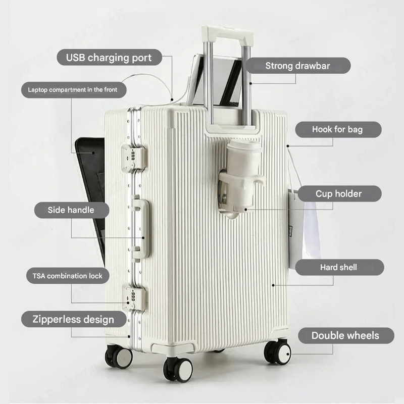 Hard-shell hand luggage suitcase – Manhattan Pro-Silver-State of Style