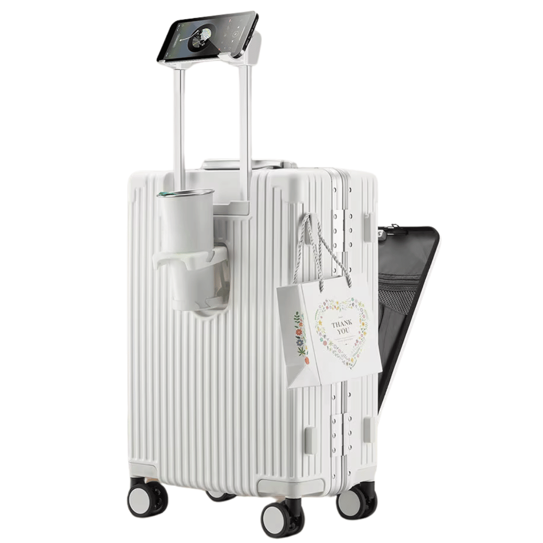 Hard-shell hand luggage suitcase – Manhattan Pro-Silver-State of Style