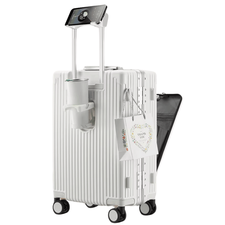 Hard-shell hand luggage suitcase – Manhattan Pro-Silver-State of Style