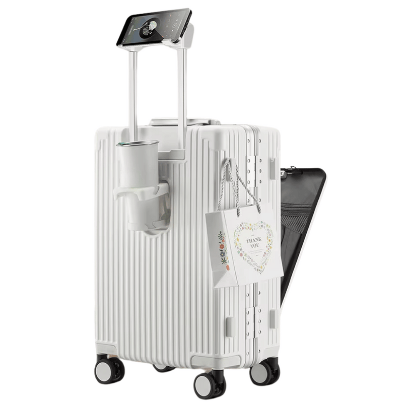 Hard-shell hand luggage suitcase – Manhattan Pro-Silver-State of Style
