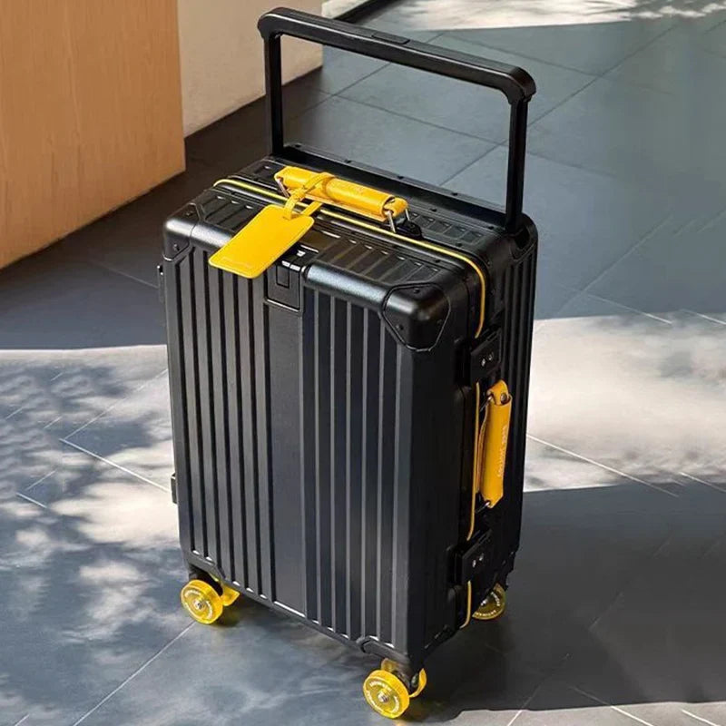 Hard-shell suitcase – Valencia Voyager-Black Yellow-XL (125 L)-State of Style
