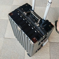 Hard shell suitcase with aluminium frame – Vilnius-Blue-S (42 L)-State of Style