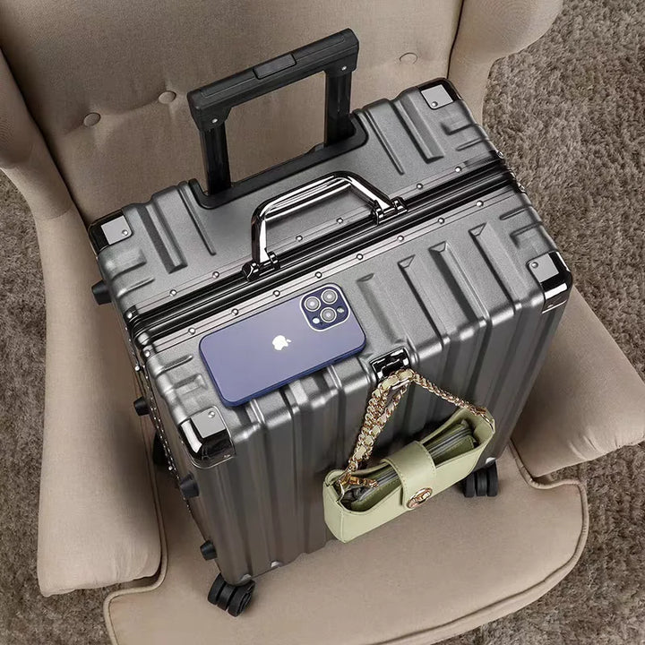 Hard shell suitcase with aluminium frame – Vilnius-Gray-S (42 L)-State of Style
