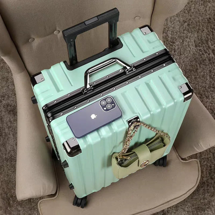 Hard shell suitcase with aluminium frame – Vilnius-Green-S (42 L)-State of Style