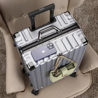 Hard shell suitcase with aluminium frame – Vilnius-Light grey-S (42 L)-State of Style