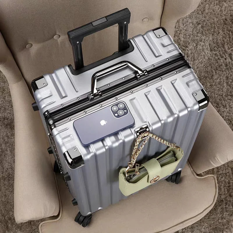 Hard shell suitcase with aluminium frame – Vilnius-Light grey-S (42 L)-State of Style