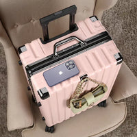 Hard shell suitcase with aluminium frame – Vilnius-Pink-S (42 L)-State of Style