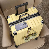Hard shell suitcase with aluminium frame – Vilnius-Yellow-S (42 L)-State of Style