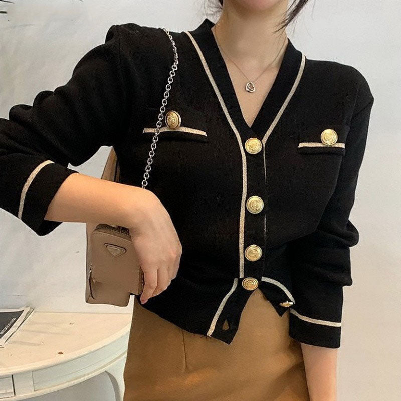 HattiesVest | Women's Soft Knit V-Neck Cardigan-Black-One size fits all-State of Style