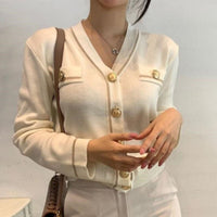 HattiesVest | Women's Soft Knit V-Neck Cardigan-White-One size fits all-State of Style