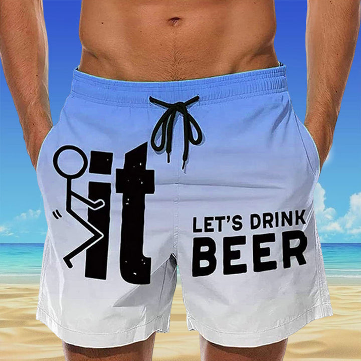 Hawaii Men's Swim Shorts with Elastic Waistband – Fabio-Blue-2XS-State of Style