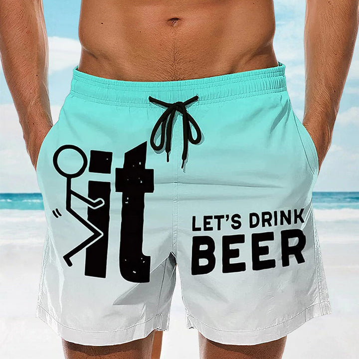 Hawaii Men's Swim Shorts with Elastic Waistband – Fabio-Blue-2XS-State of Style