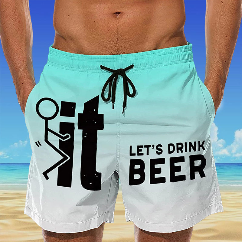 Hawaii Men's Swim Shorts with Elastic Waistband – Fabio-Blue-2XS-State of Style