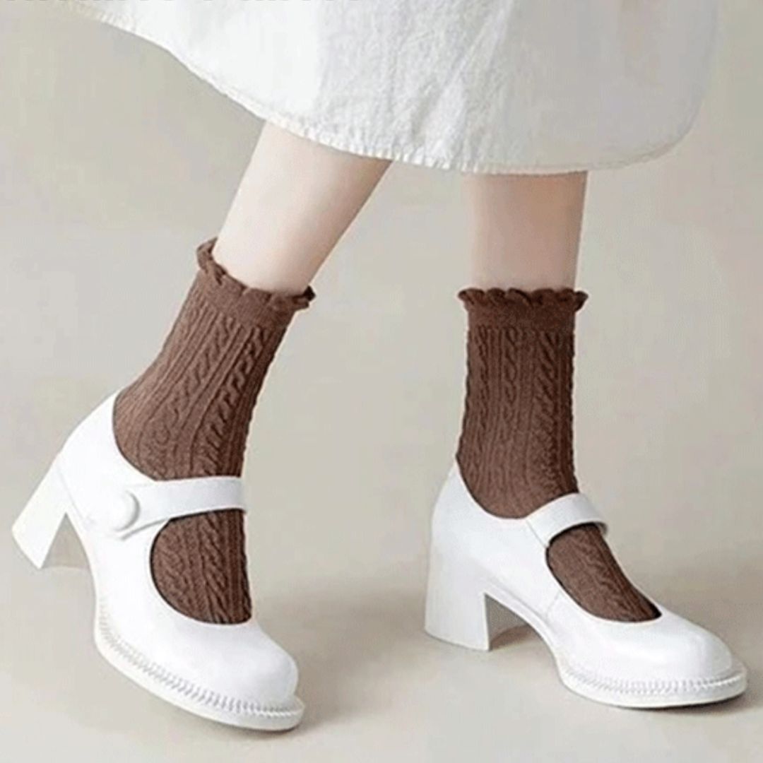 Hazel Traditional Socks – 6-Pack Vintage Knit Socks with Lace & Ruffles-State of Style