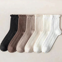 Hazel Traditional Socks – 6-Pack Vintage Knit Socks with Lace & Ruffles-State of Style
