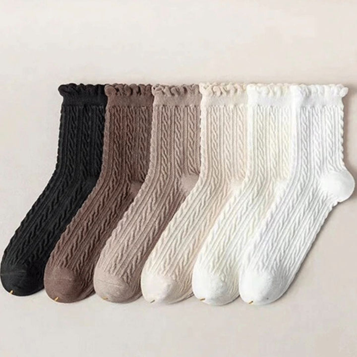 Hazel Traditional Socks – 6-Pack Vintage Knit Socks with Lace & Ruffles-State of Style